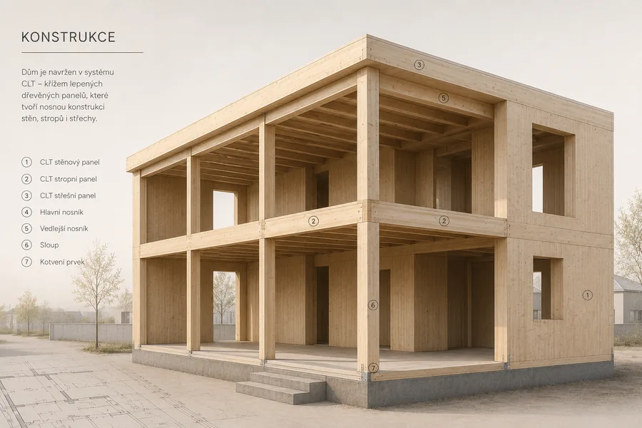 Konstrukční řešení z masivních křížem lepených CLT panelů
